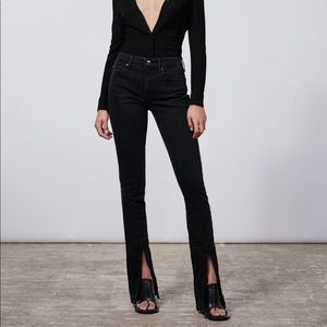 NWT Zara the olivia split hem straight jean in edge black